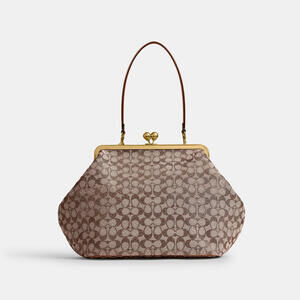 Coach Large Kisslock Frame Bag In Crystal Signature Jacquard
